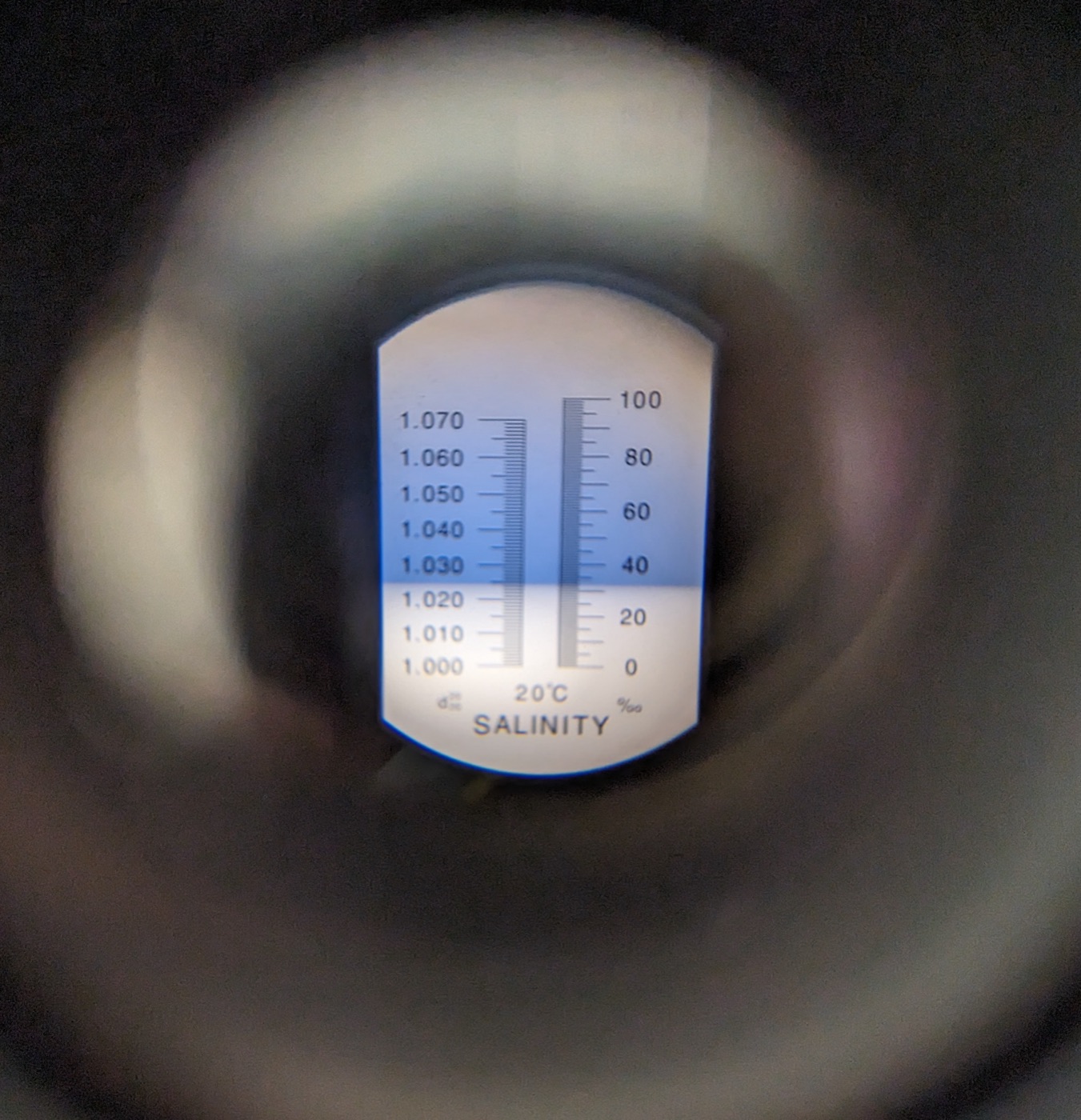 How to read the salinity measurement, which should be 33‰ like on the picture