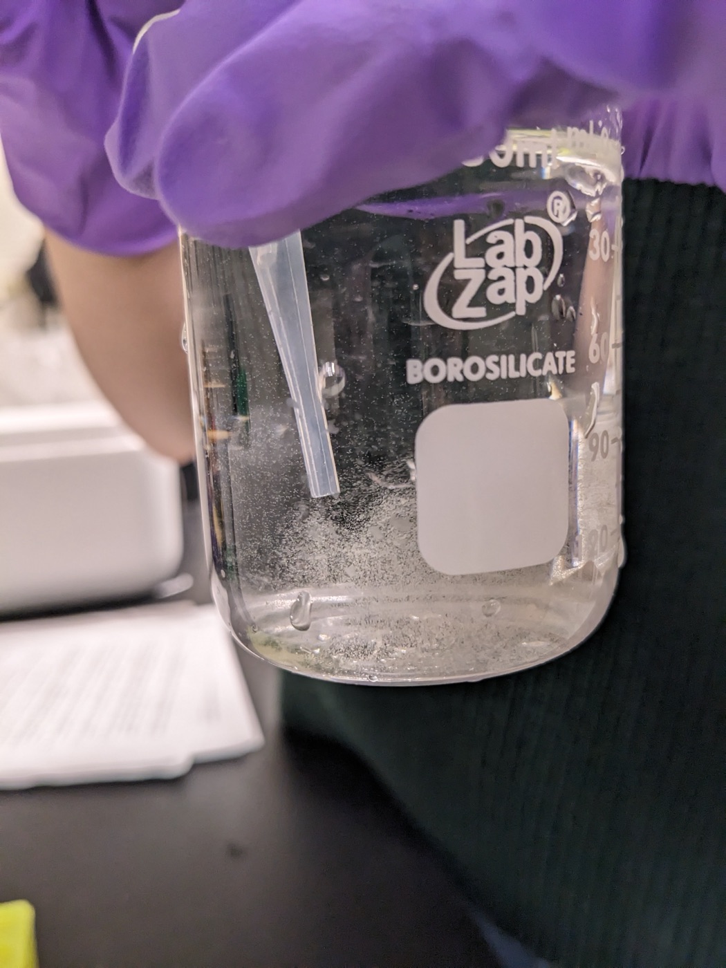 Stir the eggs with a transfer pipette